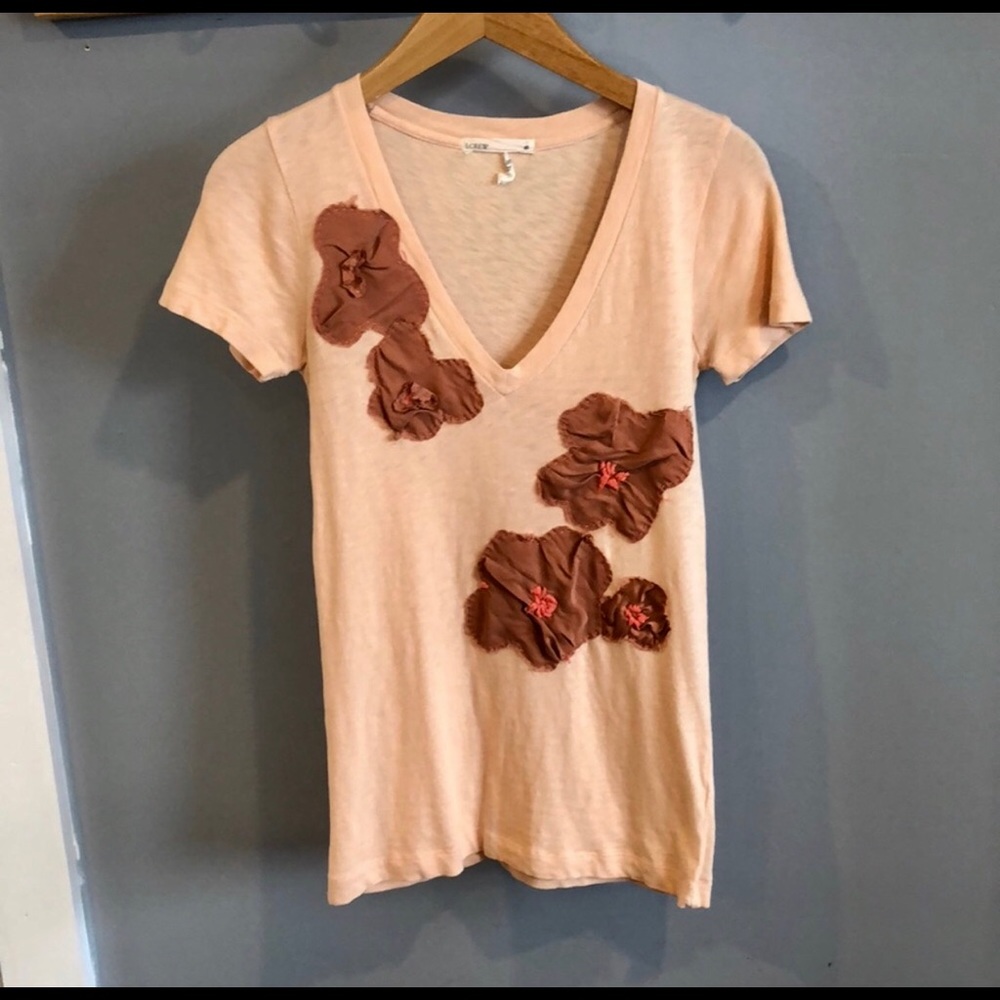 J Crew s/s T with embellishments. Size S